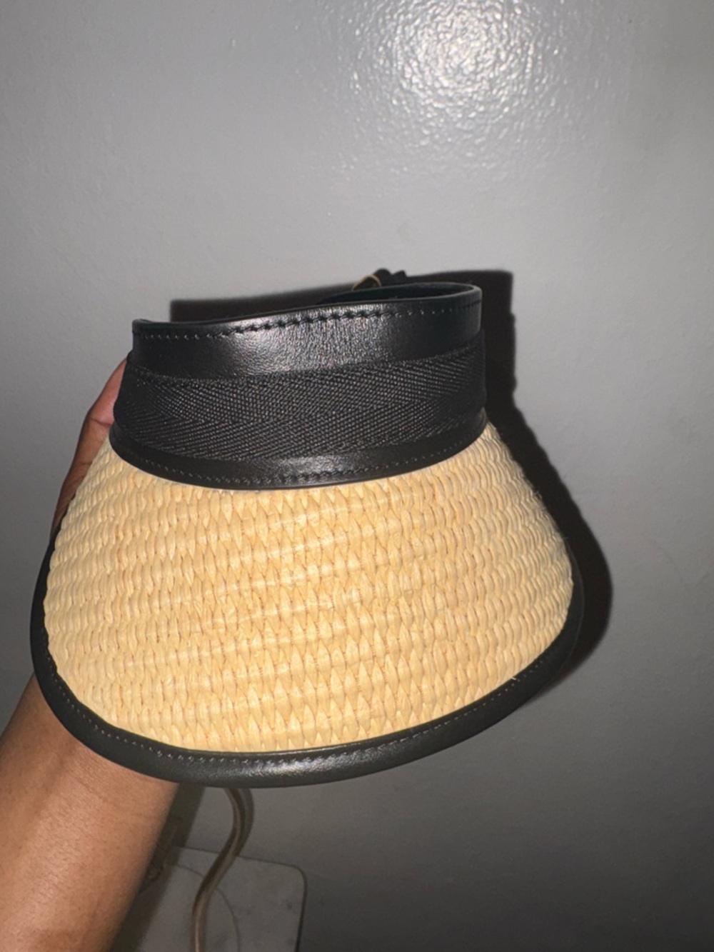 Tom Ford Straw & Leather Visor Hat | Gold TF Hardware | Made in Italy | Resort - Picture 2 of 7